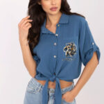 Koszula Damska Model DHJ-KS-8595-1.66 Dark Blue - Italy Moda -1