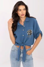 Koszula Damska Model DHJ-KS-8595-1.66 Dark Blue - Italy Moda -1