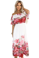606-1 Długa letnia sukienka hiszpanka w kwiatowy czerwony wzór ombre?-8