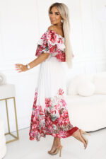 606-1 Długa letnia sukienka hiszpanka w kwiatowy czerwony wzór ombre?-3