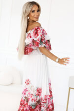 606-1 Długa letnia sukienka hiszpanka w kwiatowy czerwony wzór ombre?-5