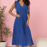 315-8 EMILY Plisowana sukienka z falbankami i dekoltem - kolor CHABROWY-1