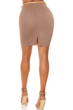 616-1 Dopasowana spódnica z wysokim stanem i paskiem - kolor cappuccino-13