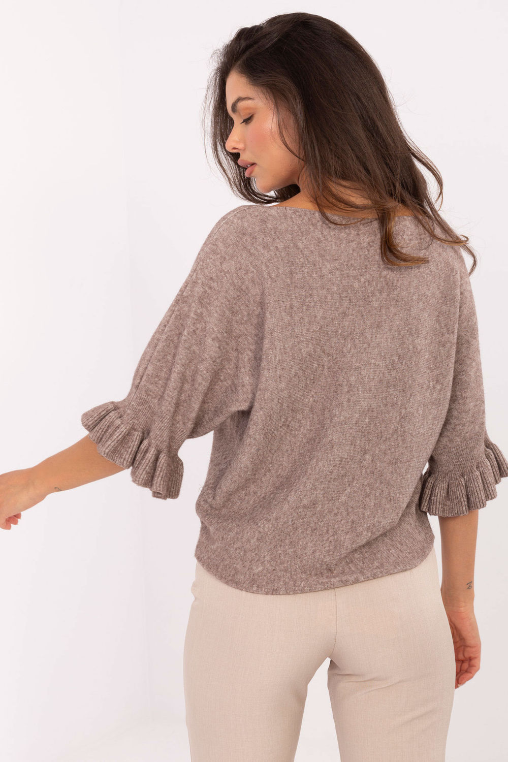 Sweter Damski Model IT-SW-99244.65 Dark Beige - Italy Moda -3 Sweter Damski Model IT-SW-99244.65 Dark Beige - Italy Moda -3