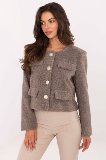 Żakiet IT-KR-FL9586.64 Dark Beige - Rue Paris -1