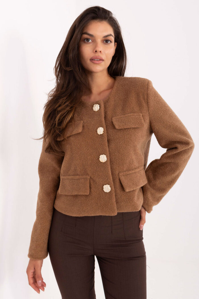 Żakiet Model IT-KR-FL9586.64 Camel - Rue Paris -1