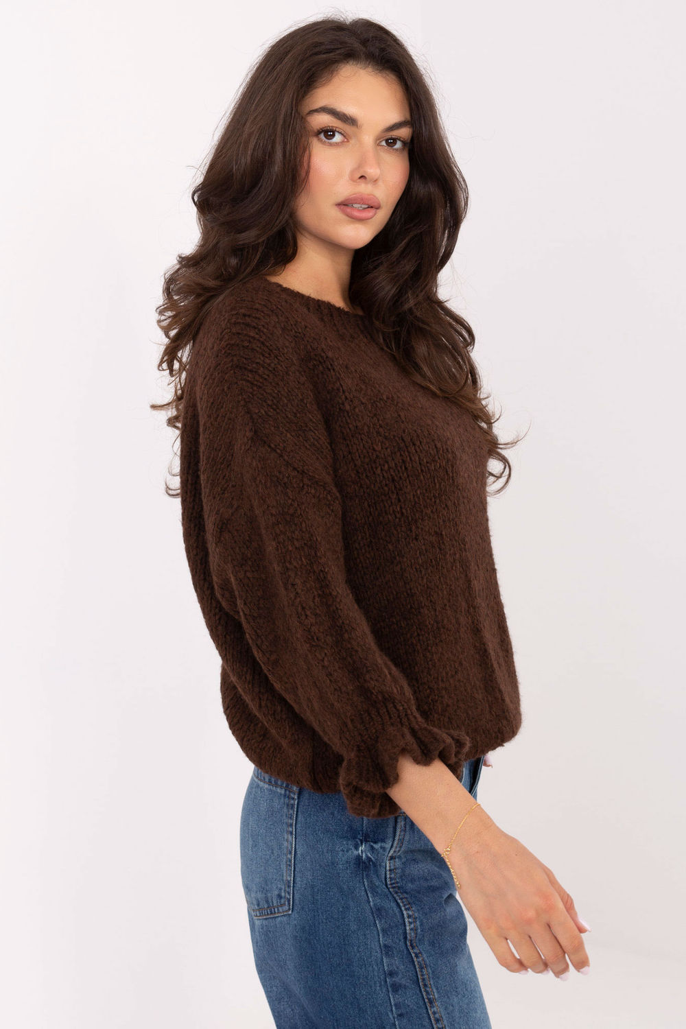 Sweter Damski Model MI-SW-2912.10X Dark Brown - Italy Moda -2 Sweter Damski Model MI-SW-2912.10X Dark Brown - Italy Moda -2