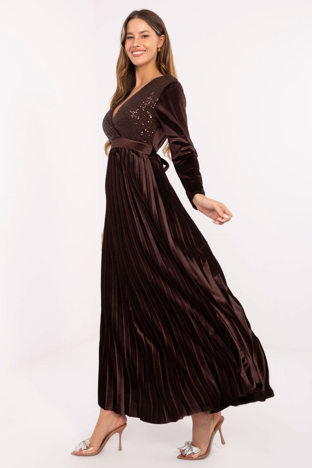 Sukienka Model IT-SK-16919.04P Dark Brown - Italy Moda -2 Sukienka Model IT-SK-16919.04P Dark Brown - Italy Moda -2