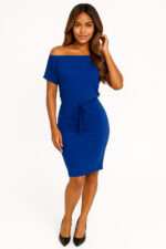 139-12 Sukienka sportowa z krótkim rękawkiem i kieszonkami - chabrowa-6