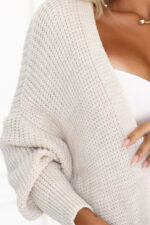 625-1 Kardigan - sweterkowa narzutka z kieszeniami - kolor beżowy-9