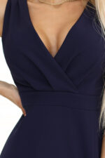 634-1 MIRA elegancka sukienka maxi z kopertowym dekoltem i rozcięciem na nodze - granatowa-6