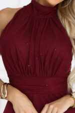 636-1 VERONICA luksusowa długa suknia z brokatowym akcentem i szykowną linią - bordowa-6