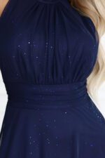 636-2 VERONICA luksusowa długa suknia z brokatowym akcentem i szykownym krojem - granatowa-6