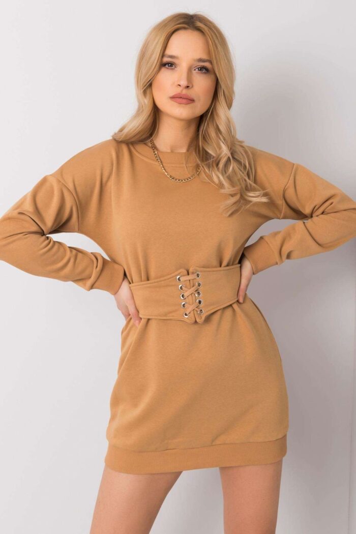 Sukienka Model RV-SK-6179.09 Camel - Rue Paris -4