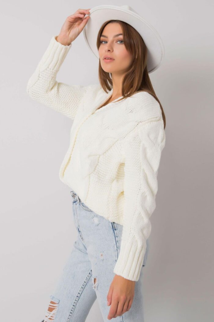 Sweter Damski Model LC-SW-A1.28X Ecru - Rue Paris -2