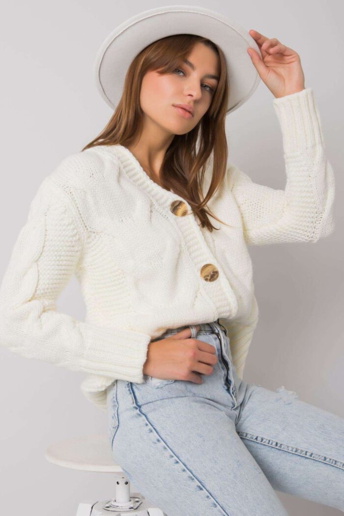 Sweter Damski Model LC-SW-A1.28X Ecru - Rue Paris -4