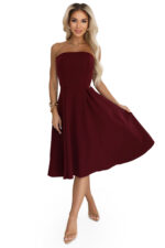 641-1 VIVIENNE gorsetowa rozkloszowana sukienka midi na wyjątkowe okazje - bordowa-6