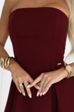 641-1 VIVIENNE gorsetowa rozkloszowana sukienka midi na wyjątkowe okazje - bordowa-5