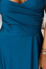 646-2 Długa sukienka wieczorowa na ramiączkach z rozcięciem na nodze - morska-6