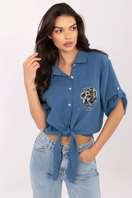 Koszula Damska Model DHJ-KS-8595-1.66 Dark Blue - Italy Moda -1