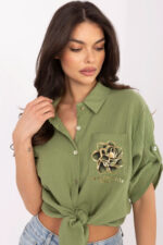Koszula Damska Model DHJ-KS-8595-1.66 Khaki - Italy Moda -4