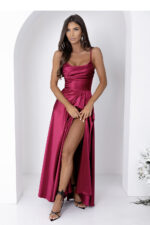 Sukienka Model Valeria Satyna 001173. Bordo - With You -2