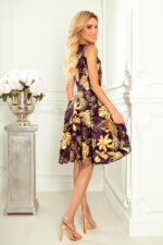 114-13 Rozkloszowana sukienka - dekolt w kształcie serca - ZŁOTE LIŚCIE-9