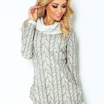 119-1 Golf - sukienka z dużymi kieszeniami - wzór gruby WARKOCZ-1