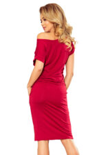 139-13 Sukienka sportowa z krótkim rękawkiem i kieszonkami - BORDOWA-6