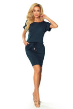 139-7 Sukienka sportowa z KRÓTKIM rękawkiem - ZIELEŃ BUTELKOWA MORSKA-6