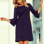 190-6 MARGARET sukienka z koronką na rękawkach - GRANATOWA-1