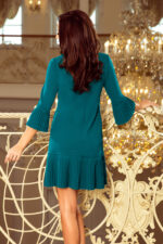 228-5 LUCY - plisowana wygodna sukienka - NIEBIESKA-4