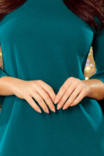 228-5 LUCY - plisowana wygodna sukienka - NIEBIESKA-6