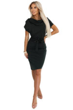 240-7 ROXI sukienka z asymetryczną spódnicą i paskiem - KHAKI-6