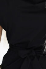 240-8 ROXI sukienka z asymetryczną spódnicą i paskiem - CZARNA-5