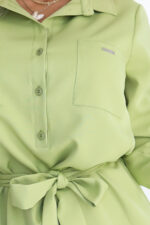 284-3 CAMILLE Koszulowa sukienka z kieszeniami i wiązaniem - OLIWKOWA-5