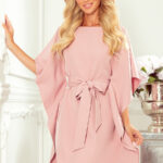 287-11 SOFIA Sukienka motyl - BRUDNY RÓŻ-1