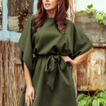 287-13 SOFIA Sukienka motyl - KHAKI-1