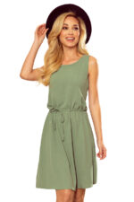 296-6 VICTORIA Trapezowa sukienka - kolor OLIWKOWY-11