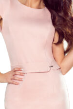 301-1 TAMARA Elegancka sukienka midi z PASKIEM - PUDROWY RÓŻ-5