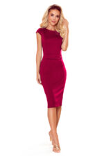 301-4 TAMARA Elegancka sukienka midi z PASKIEM - BORDOWA-6