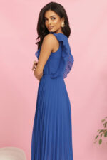 315-8 EMILY Plisowana sukienka z falbankami i dekoltem - kolor CHABROWY-8