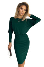 399-2 LARA Sukienka ze ściągaczami w rękawach - zieleń butelkowa-6