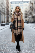 404-14 Elegancka długa sukienka z kopertowym dekoltem i rozcięciem - czekoladowy brąz-9