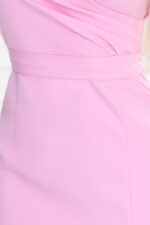 479-10 NINA elegancka sukienka z kopertowym dekoltem, rękawkiem i paskiem - CUKIERKOWY RÓŻ-7