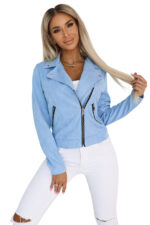 481-3 Zamszowa RAMONESKA z długim rękawkiem i zamkami - BŁĘKITNA-9