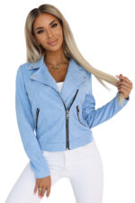 481-3 Zamszowa RAMONESKA z długim rękawkiem i zamkami - BŁĘKITNA-8