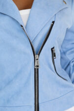 481-3 Zamszowa RAMONESKA z długim rękawkiem i zamkami - BŁĘKITNA-7