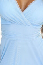 562-5 NASTIA Długa sukienka z dekoltem i krótkim rękawkiem - BŁĘKITNA-6