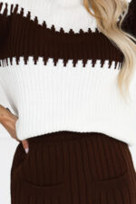 571-2 Dwuczęściowy komplet sweterkowy z dopasowaną spódnicą - czekoladowy-5
